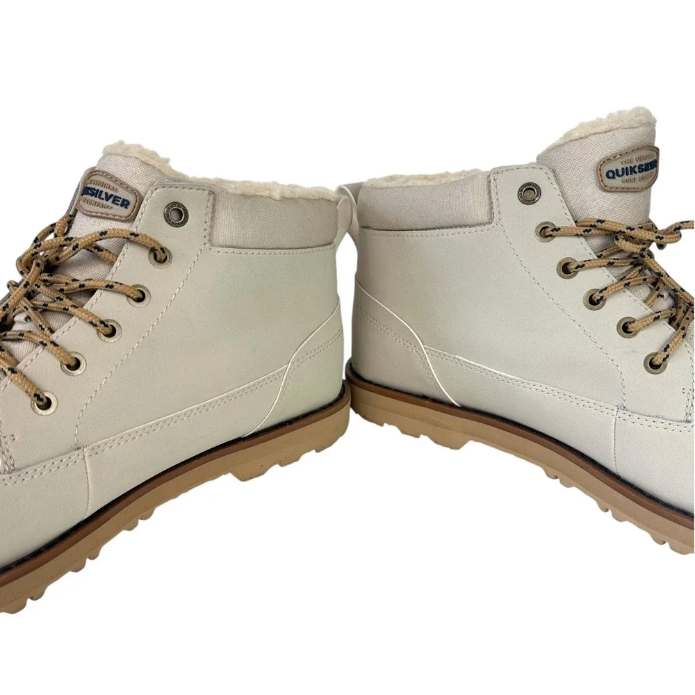 Quiksilver Boots Lace-Up Mission V Leather Winter Boots‎ Sherpa Lined Size 13